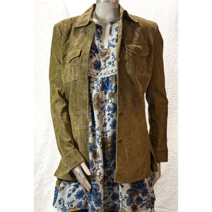 Liz Claiborne Blazer Jacket Vintage Y2K Brown Suede Leather S